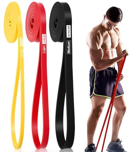 Ferizzia 3 Piezas Bandas Elasticas Musculacion, Bandas de Resistencia con 3 Niveles de Resistencia, Gomas Elasticas Musculacion, para Yoga, Pilates, Desarrollo Muscular, Pilates, Crossfit, Fitness