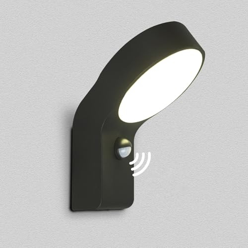 MULANDI Außenwandlampe mit Bewegungsmelder, 8.5W, 600 Lumen, 3000K, aus Gussaluminium, IP44 wasserdicht, für Terrasse, Eingang und Garten​