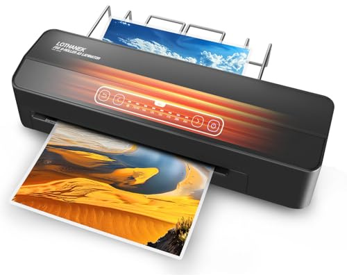 A3 6-Roller Commercial Laminator Machine, LOTHANEK 3-10 Mil 13 inch Heavy Duty Thermal Laminating Machine, 60-Second Warm-up, 40 Inches/Minute, Touch Screen for Home, School Office (Glossy Black)