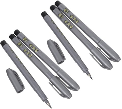 CLISPEED Plumas de Pincel para Caligrafía China 6 Piezas Punta Suave en Tamaños Grande Mediano y Pequeño Tinta Negra Ideales para Escritura Artística y Práctica de Caligrafía