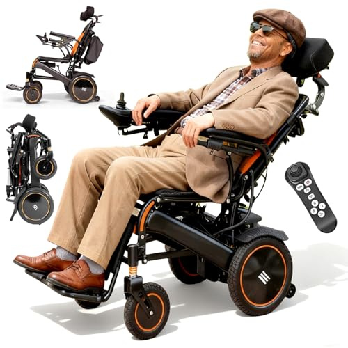 ZQHQKJ Elektrorollstuhl faltbar leicht mit 160° Liegefunktion für Senioren, 700W Motor & 20 km Reichweite, bis 150 kg, Aluminium-Rahmen nur 26 kg,12Ah