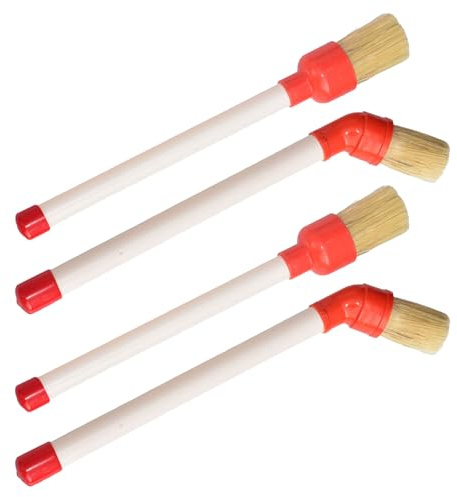 GRIRIW Lot de 4 Pinceaux Applicateurs pour Pneus Voiture et Quad – Brosses à Poils Résistants Manche Droit et Coudé – Applicateur de Graisse Entretien et Montage – Outil de Détail