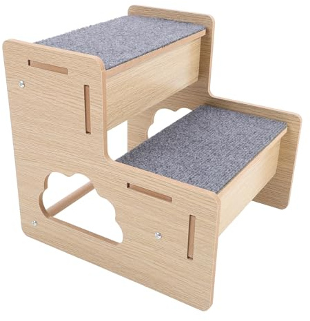 VICASKY Holz Hundetreppe mit 2 Stufen Vielseitige Haustiertreppe zum Klettern Komfortable Hundeleiter für Senioren und Welpen Rampe für Bett und Bewegungseingeschränkte Hunde