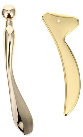 Beaupretty Aplicador para Ojos para Crema Facial de Acero Inoxidable Dorado de Espátula 2 Piezas que Reduce la Hinchazón y Masajeador para Tejido Delicado