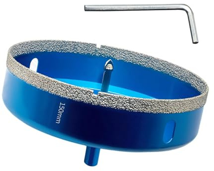 150MM Diamond Hole Saw with Pilot Center Drill Bit,Glass Hole Saw Core Drill Bit with Diamond Surface Coating,Vacuum Brazed Diamond Core Hole Cutter for Tile,Porcelain,Glass