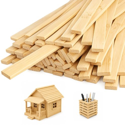 Forhandy 100 Stück Holzstäbchen zum Basteln 9 x 3mm Bastelholz | Holzstab Set aus Naturholz, Holzleisten für DIY Heimwerken & Basteln, Hausrenovierung, Modellbau, Farbrührer (30, Zentimeter)