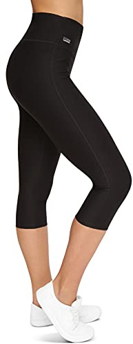 Formbelt Laufhose Damen kurz 3/4 mit Handytaschen, Sport Leggings Damen 3 4 mit hohem Bund Capri Jogginghose Tights Yoga Sporthose Running high Waist