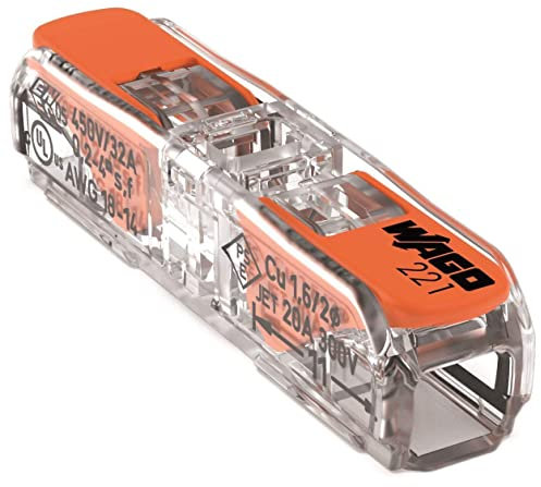 WAGO 221-2411 Terminal 2 Conductor 4 mm² Through Clamp Connector with Lever (Pack of 10)