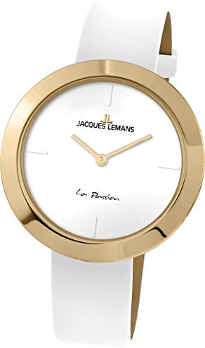 JACQUES LEMANS Damenuhr La Passion Lederarmband massiv Edelstahl ip-Gold 1-2031F