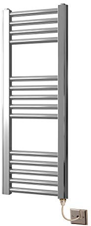 Greened House Chrome Straight Electric Towel Rail 300mm wide x 800mm high