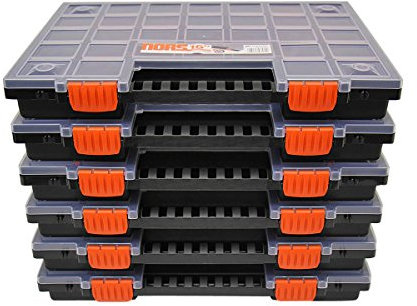 Lot de 6 boîtes de rangement vendues vides Avec compartiments adaptables Pour petites pièces et outils Env.  399 x 303 x 50 mm