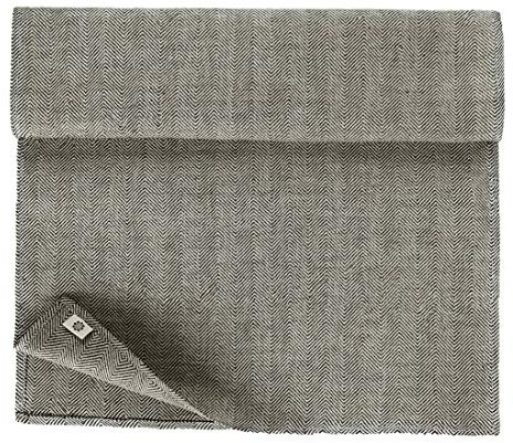 Linen & Cotton Schöner Edler Tischläufer Stoff Tischband Tischdeko Oska - 100% Leinen, Schwarz Beige (47 x 130 cm) Läufer Tisch Mitteldecke Tischwäsche für Home Deko Wohnzimmer Esstisch Weihnachten