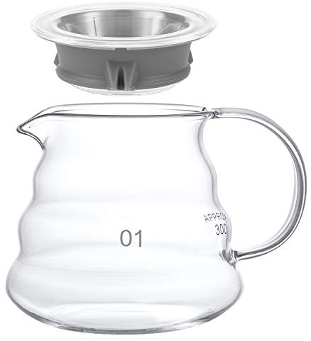 Clear Glass Coffee Carafe Portable Heat Resistant Coffee Pot Serving Jug for Moka Hand Pour Drip Kettle Teapot Container Cup with Handle 360ML/12 oz