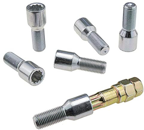 C CARBONADO Lot de 8 Boulons TORX M14x1,5 28mm Étoile Antivol pour Jantes Aluminium et Acier