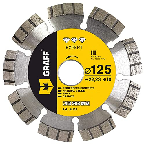 GRAFF Disque diamant 125 Turbo Laser – Disque meuleuse pour coupe Carrelage Pierre Ciment Céramique Béton Granite Grès Cérame – Disque à tronçonner Bricolage Outillage