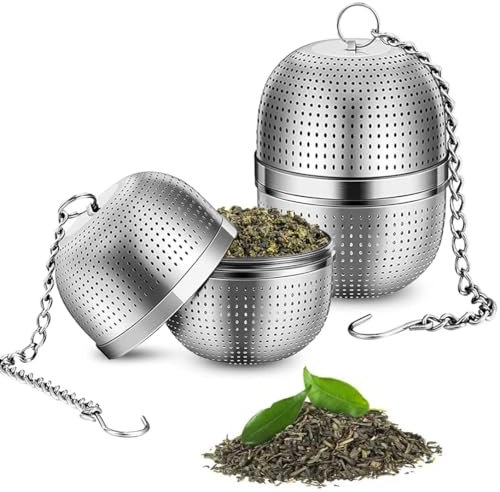 Colador de té de acero inoxidable 304 para té suelto, filtro de té Moseem de acero inoxidable 304, colador de té para taza, para la mayoría de teteras, 2 filtros de té, soporte para especias