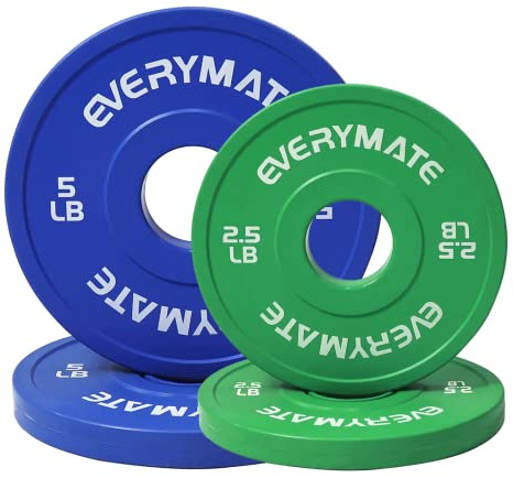 EVERYMATE Change Weight Plates 2.5LBX2 5LBX2 Fractional Plate Olympic Bumper Plates for Cross Training and Olympic Weightlifting 5LB Weights Plates Set