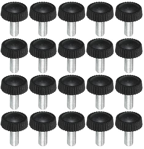 PATIKIL M5x12mm Estriado Mariposa Tornillos 20 Uds Macho Rosca Redondo Sujeción Tornillos Perillas Mano Agarre Pernos Montaje Sujetadores para Iluminación Muebles Herraje Negro