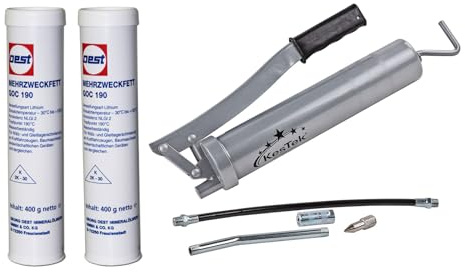 Detec Fettpresse HFP400 mit 2x IXELON GOC190 400g Schmierfett - Handhebel Fettpresse, Zink, 400 Gramm, Korrosion verhindern, Industrielle Maschinen, schwierige Einsatzbedingungen