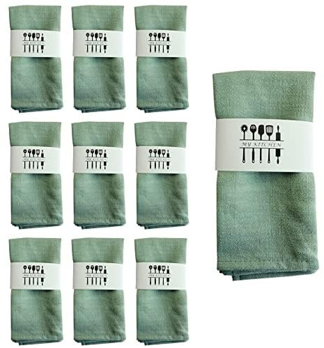10 Stück Leinenservietten, Wiederverwendbare Servietten, 40 x 40 cm, Dinner Stoffservietten Baumwolle,Tischdekoration für Küche, Café, Esszimmer, Abendessen, Restaurant, Party, Hochzeit (Lichtgrün)