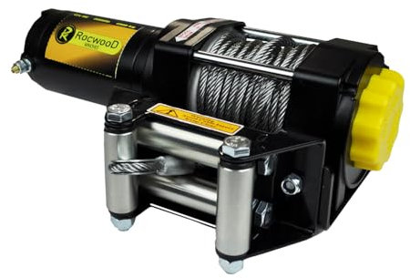 RocwooD Electric Winch 3000lbs / 1361kg 12V Steel Cable Recovery Winch Including Fairlead Roller, Mounting Plate & Wireless Remotes Offroad Heavy Duty Winch