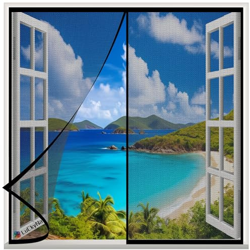 Moustiquaire Fenetre Magnetique 130x70cm Noir Moustiquaire sur Mesure de Porte Rideau Moustiquaire Fermeture Automatique pour Couloirs Portes