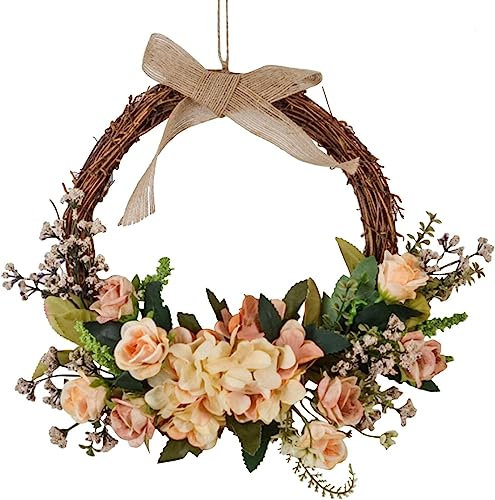 DACHAO Blumenkranz Hortensien Türkranz Wandkranz Türkranz Künstlich Ganzjährig Haustür Modern Deko Blumenkranz Wandbehang Anhänger Girlande