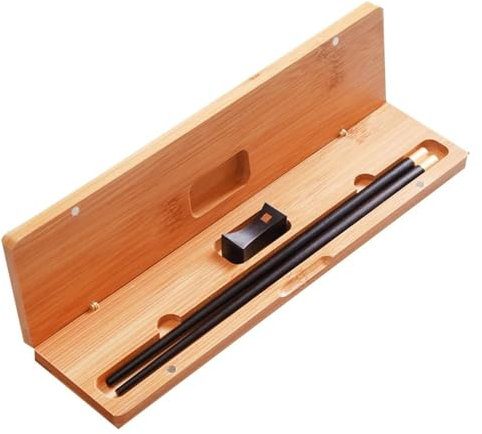 Bacchette e poggia-bacchette regalo con custodia, bacchette riutilizzabili for sushi giapponese, bacchette cinesi di lusso in legno di ebano naturale, bacchette antiscivolo