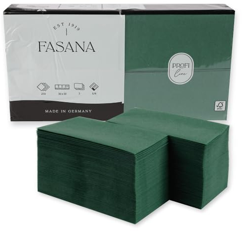 1000 Stück Hygostar Servietten Classic, 33 x 33 cm, 3-lagig, 1/8 Falz | Zellulose, FSC®-Mix, grün, L: 33cm, B: 33cm, Servietten, Einwegserviette, Tischservietten