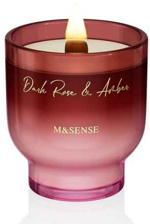 M&SENSE Scented Candle with Crackling Wick, Dark Rose Amber 270g, 60 Hours Long Burning Time,Perfect Christmas Gifts for Women