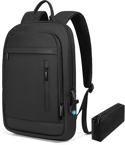 Lixiin Business Backpack for Men Lightweight Commute Laptop Backpack Anti-Theft Water Resistant Backpack for 15.6 Inch Computer for Daily Office Work with Small Bag (Black, 15.6)