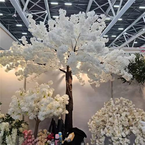 Árbol de cerezo artificial Decoración de boda Enredaderas Flores Árbol de cerezo artificial Decoración de árbol y paisaje Planta artificial para fiesta Decoración del hogar Centro comercial(Round)