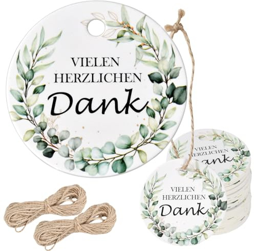 Dankeschön Etiketten Anhänger 100 Stück Vielen Herzlichen Dank Anhänger, Mit 20m Schnur, Vielen Herzlichen Dank Geschenkanhänger, Geschenkanhänger Kraftpapier Anhänger Etiketten,Für Geschenkverpackung