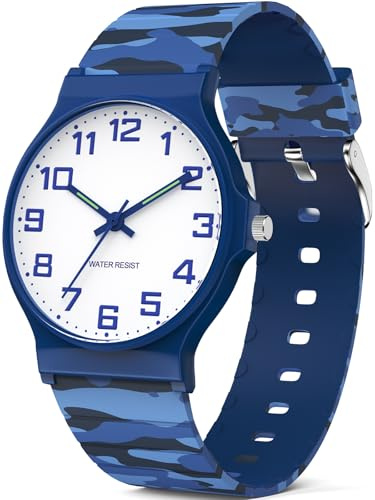 SOCICO Reloj Niños Analógico para Aprender Hora Impermeable Niños 4-12 Años | Este ligero reloj infantil tiene una esfera clara y es ideal para 5-15 años. Un gran regalo de cumpleaños para el día a día.