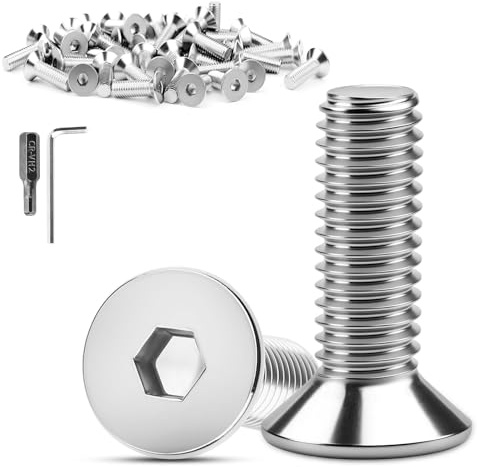 XRXYMQ 110 Pièces Tête Fraisée M3 x 16 mm Vis Inox DIN 7991 / ISO 10642 Acier Inoxydable 304 Vis Fraisée à 6 Pans Creux Clé Allen