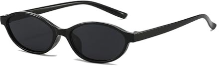 XFSRG Sonnenbrille Damen Retro Sunglasses Sonnenbrille Oval Cat Eye Sonnenbrillen UV Schutz Schmal Sunglasses(Schwarz)