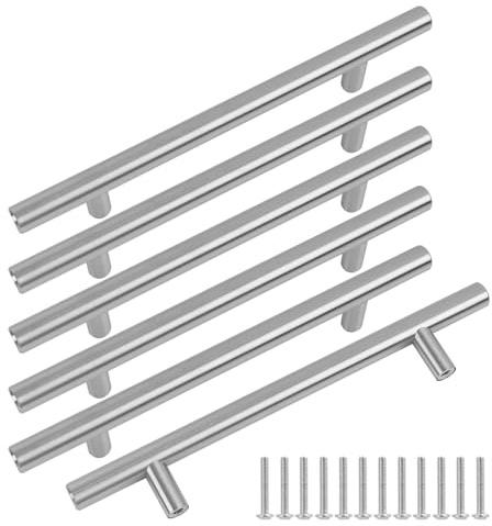 pawpoem 6 Pezzi Maniglie per Mobili da Cucina Maniglie Cucina, Maniglie Cucina e Maniglie per Armadio 200 mm in Acciaio Inox, Moderne e Resistenti, per Cassetti e Maniglie Armadio Camera da Letto