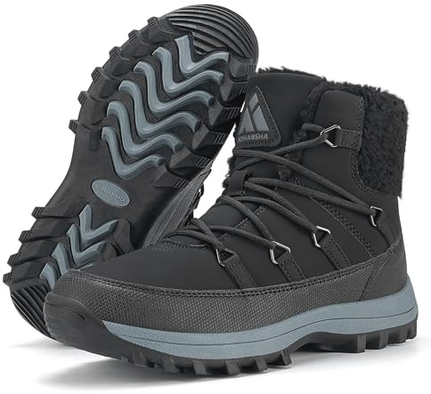Mishansha Stivali Donna Invernali Stivaletti Neve Calde Scarponcini Pelliccia, Nero 36
