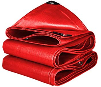 Red Heavy Duty Waterproof Tarpaulin 12mil Thick Material Metal Grommets Reinforced Rip Stop Weather Resistant 10 * 15M (30 X 45ft)