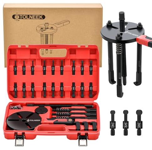 33-in-1 Bearing Puller Kit, Upgraded Heavy-Duty Wheel Bearing Removal Tool & Blind Hole Puller Set with Non-Slip Handle for Automotive, Industrial, Farm Use, Includes Portable Case (33in1-puller)