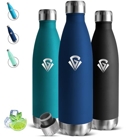 Botella Agua Acero Inoxidable 750ml, Botella Termica, sin BPA, Cantimplora Acero Inoxidable, A Prueba de Fugas, Termo Agua Fria, Aislamiento al Vacío, Botellas para Escuela, Cámping, Oficina