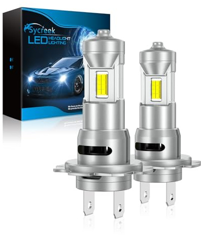 Sycreek H7 LED, 30000LM 6500K Blanco, Bombilla LED H7 600% Brillante, Mini Formato 1:1, Plug and Play, Lámpara para Faros de Coche y Moto