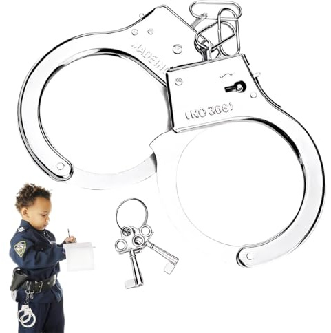 UIEXAY Juguetes de rol para fiestas, 1 paquete de esposas de juguete para niños con llave, esposas de policía de metal, regalos para cosplay, juguete de policía para niños