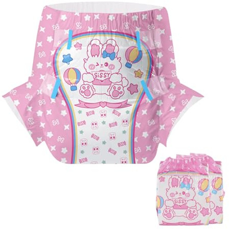CutiePlusU Disposable Printed Nappies Diapers 2 Count for Men Women M | Maximum 5000ML Overnight Absorbency(71-96cm)