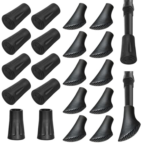 Xynovate Nordic Walking Stöcke Gummipuffe, Weiche Dämpfende Gummipuffer für Wanderstöcke Trekkingstöcke Walkingstöcke Asphalt Kies Berge Wandern (Black)