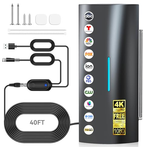2026 TV Antenna Indoor, 3600+ Miles Range Digital Antenna for Smart and Old TVs, HD Antennas for Local Channels with Amplifier Signal Booster-Supports 8k 4k 1080p