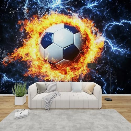 Fotomurales Decorativos Pared Futbol 3D Mural Autoadhesivo Pared Futbol Papel Pintado Tela de Seda Papel Tapiz Panorámico 250x175 cm B-4331