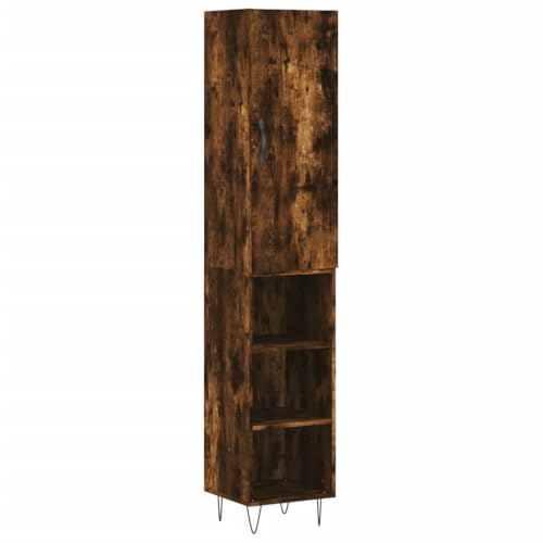 PUGYNBK Highboard - Incenso per affumicatura, 34,5 x 34 x 180 cm, in legno con ampio spazio e piedini in metallo, con pratica porta per organizzare il soggiorno