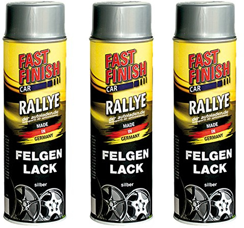 3x 500 ml FAST FINISH Rallye Felgenlack Felgenfarbe Silber Spraydose 292842