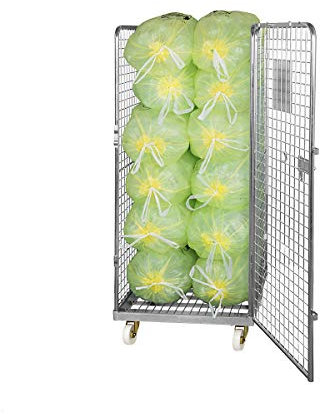 E.S.B. Drahtgitterbehälter mit Stahl-Rollplatte, 4-seitig, Nutzhöhe 1585 mm - Transportcontainer Transportroller Materialcontainer Transportcontainer Transportroller Materialcontainer